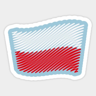 Poland Flag Scribble (White - Red) Sticker